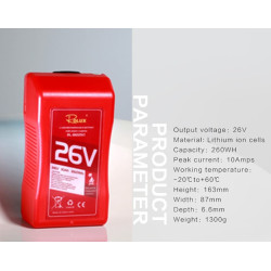 ROLUX RL-B12250S: Batería V-Mount 26V 260Wh Profesional