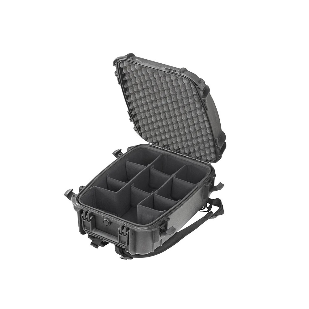 Mochila de cascasa rígida impermeable STARK485CAM-BP con separadores acolchados moldeados.