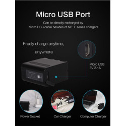 Batería Sony NPF 7.4V 6.6A | USB Output + Micro USB Input YC-F971